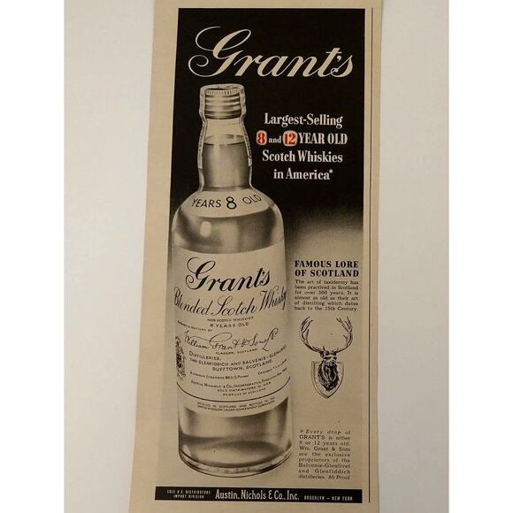 Grant's Blended Scotch Whisky - 1950 Original‎ Retro Vtg PRINT AD Ephemera - Picture 1 of 6